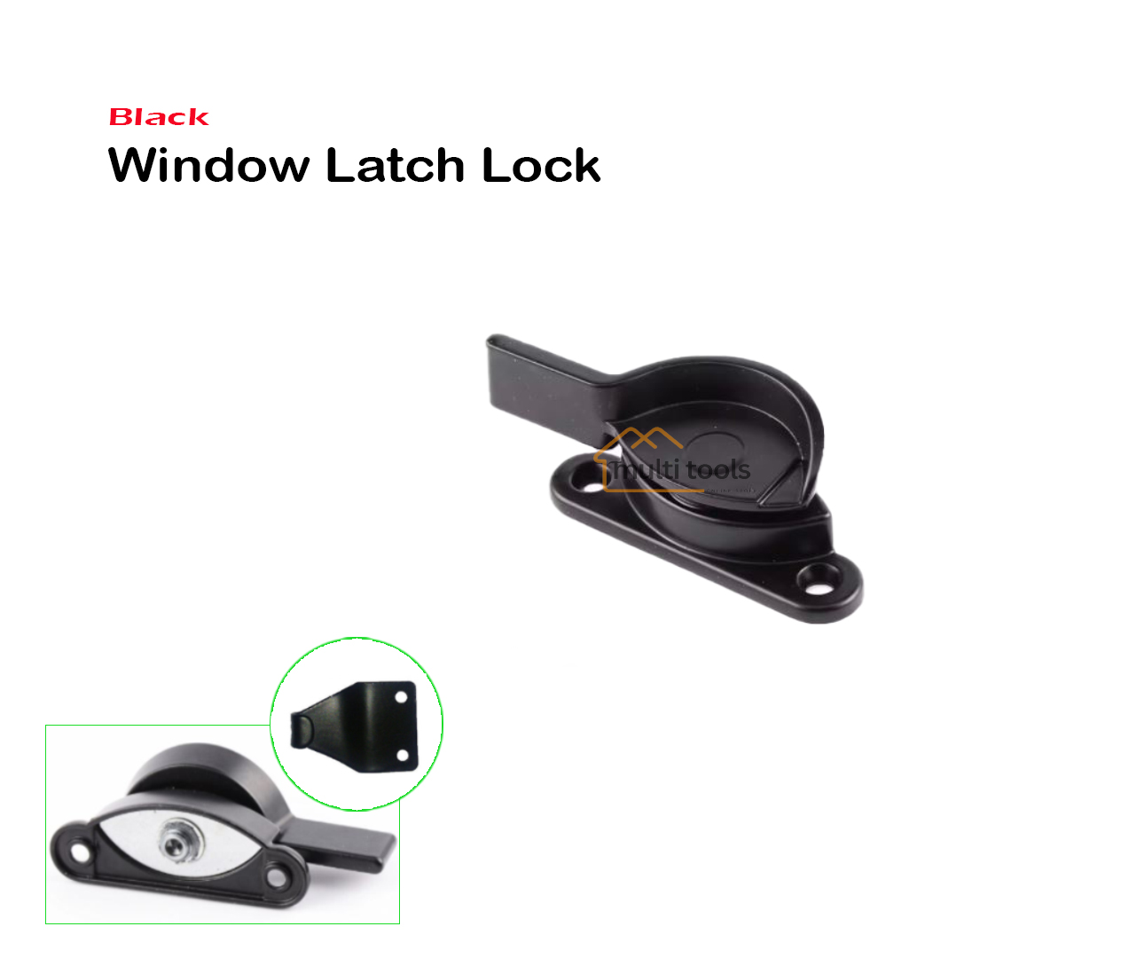 Aluminium Window Latch Lock (Black)
